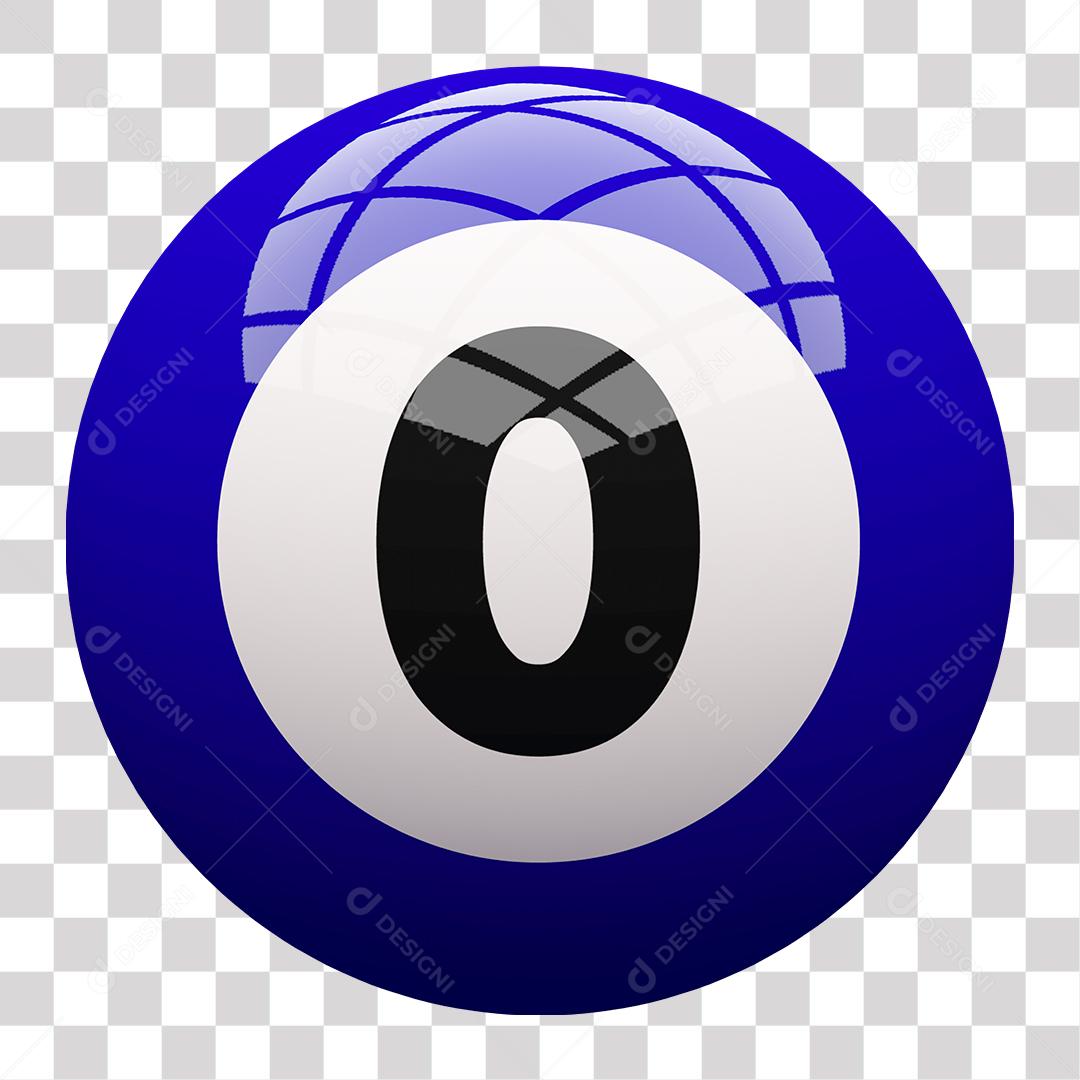 Bola de Bilhar Número 0 Azul Elemento 3D para Composição PNG Transparente Sem Fundo