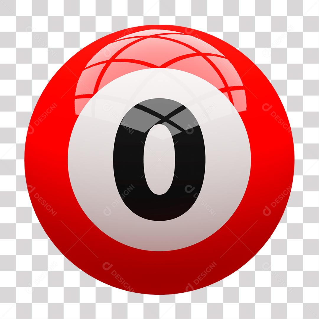 Bola de Bilhar Número 0 Vermelha Elemento 3D para Composição PNG Transparente Sem Fundo