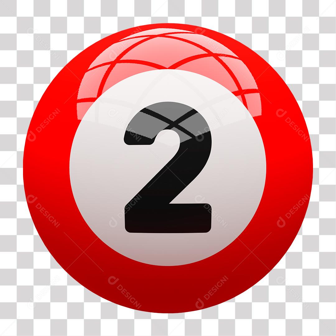 Bola de Bilhar Número 2 Vermelha Elemento 3D para Composição PNG Transparente Sem Fundo