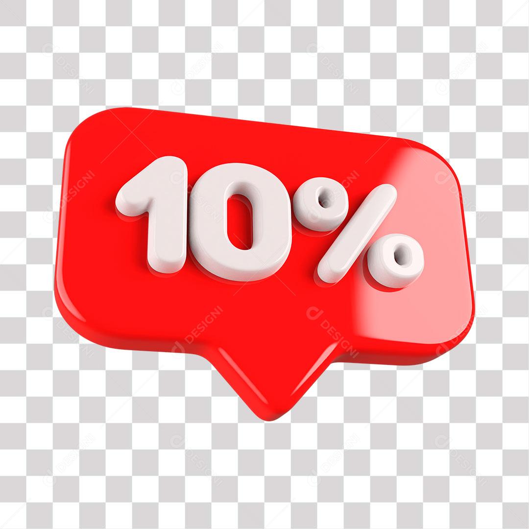 Elemento 3D Balão Vermelho 10% Desconto PNG Transparente