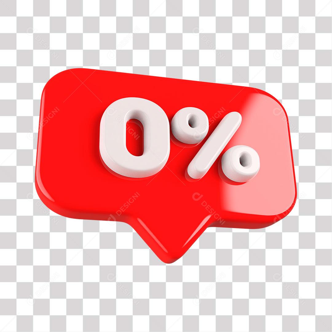 Red Button 0% percent off 3D Element for Composition Transparent PNG