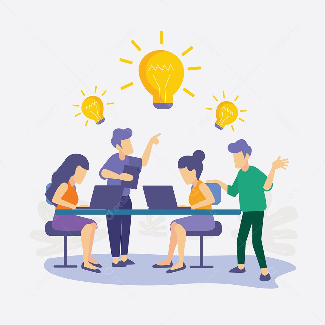 Empresário encontra maravilhas de ideias e encontra solução ou problema resolvido, ilustração vetorial plana de personagem de desenho animado