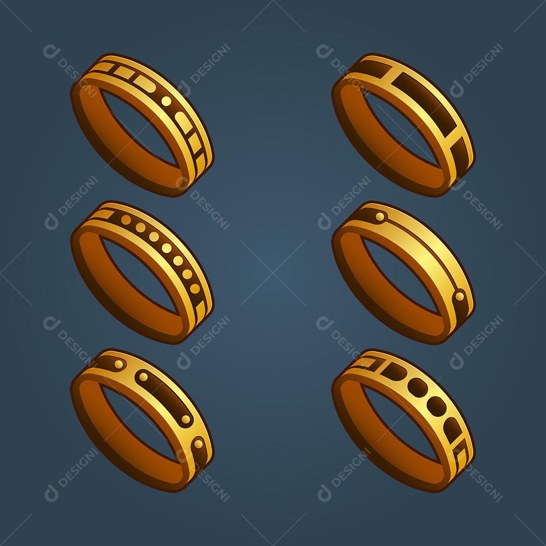 Definir baús fechados woode dos desenhos animados decorados com prata para jogo de computador, ilustração vetorial isolada em fundo macio.