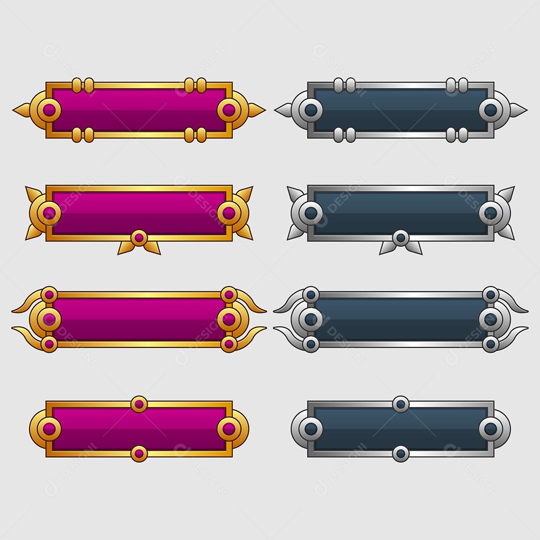 Conjunto de banner em branco ou uso de caixa na ilustração vetorial de design de jogos