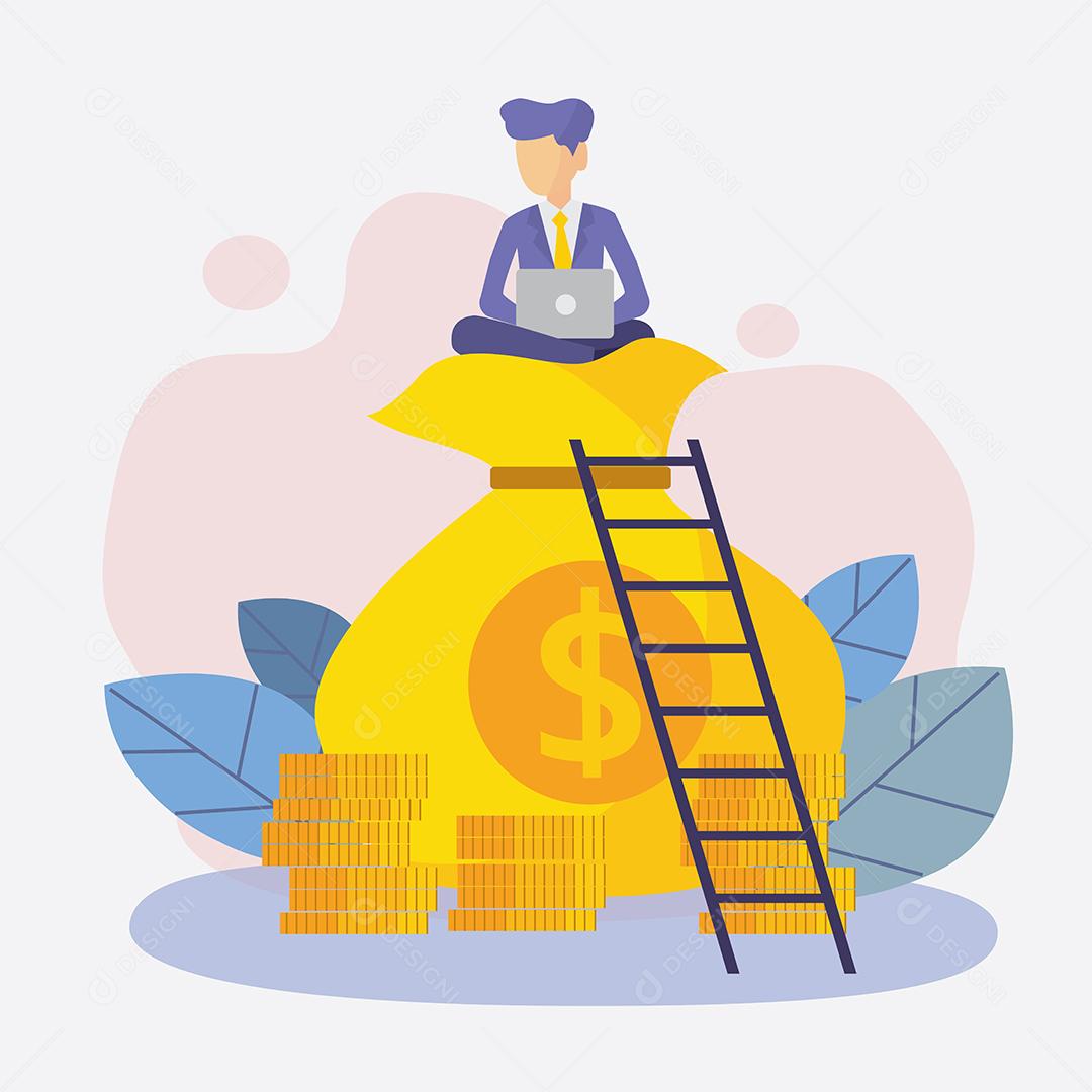 Investimento Empresários Financeiros Aumentando Capital e Lucros. Riqueza e poupança com ilustração vetorial plana de personagens de desenhos animados