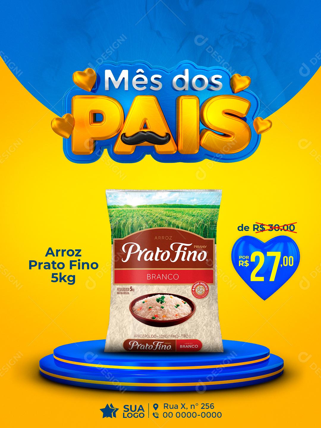 Social Media Mês dos Pais Promoção Arroz Supermercado PSD Editável