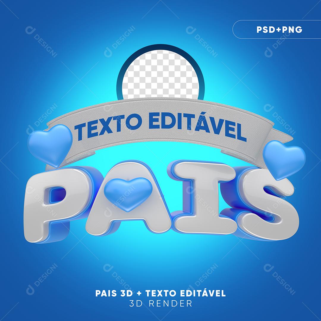 Selo 3D Pais Azul para Composição PSD