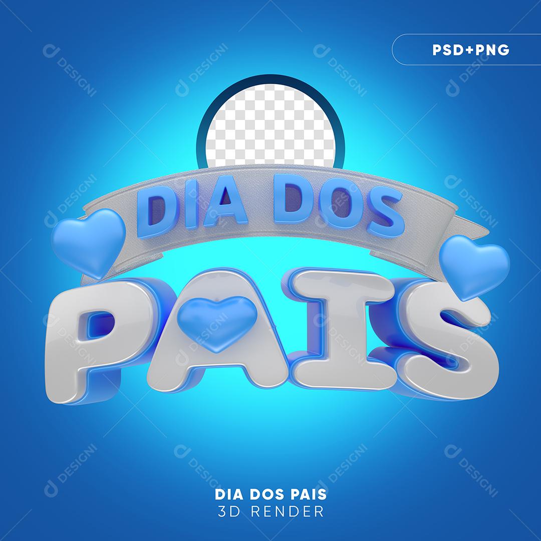 3D Blue Father's Day Stamp for Compositing PSD