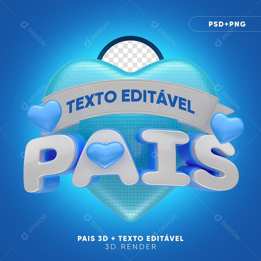 Pais 3D Selo Azul para Composição PSD