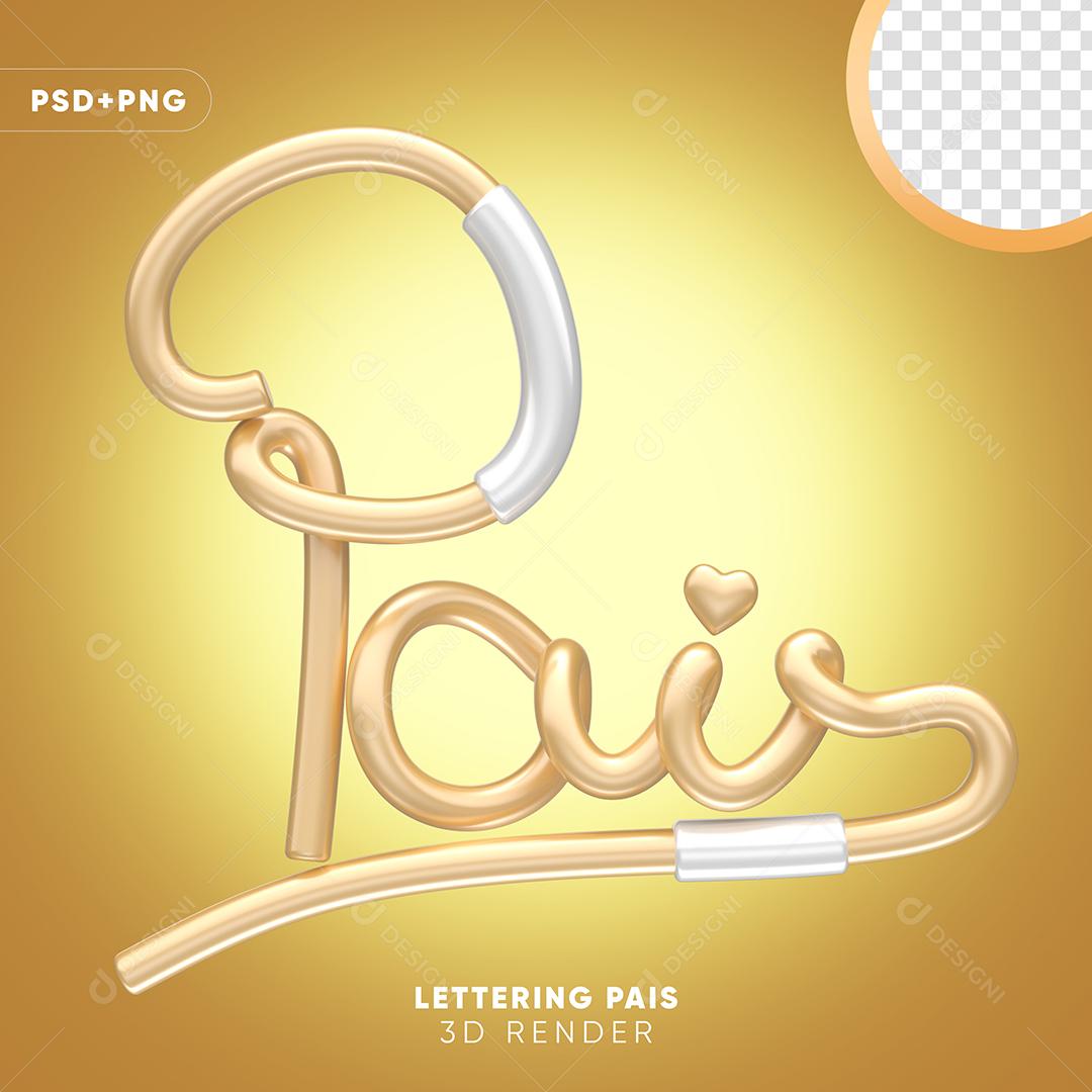 Pais Texto 3D Dourado para Composição PSD