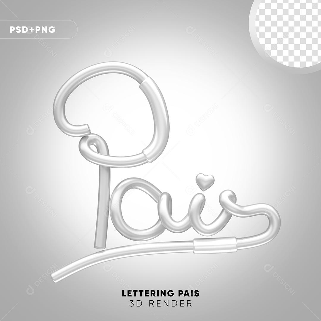 Pais Texto 3D Branco para Composição PSD