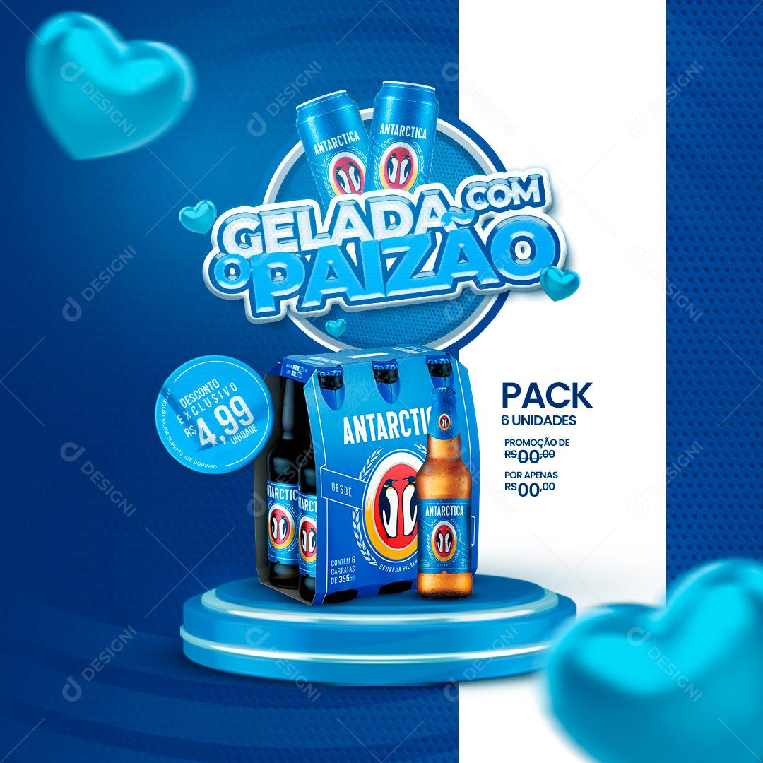 Dia dos Pais Cerveja Gelada Com o Paizão Social Media PSD Editável