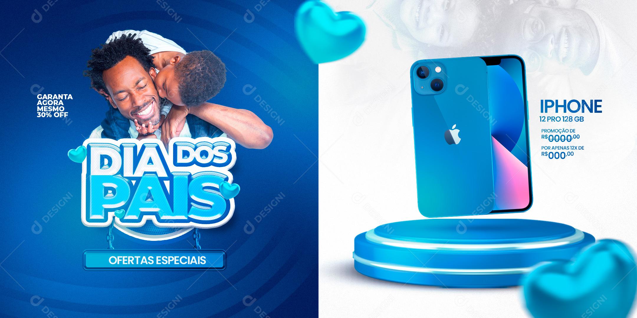 Carrossel Dia dos Pais Ofertas Especiais em Iphones Social Media PSD Editável
