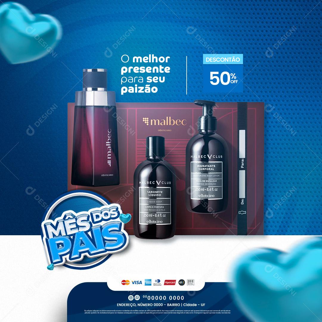 Mês dos Pais Promoção de Perfumes Social Media PSD Editável