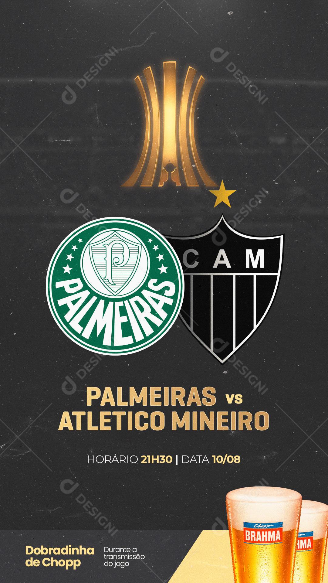 Story Futebol Quartas de Final da Copa Libertadores da América Palmeiras x Atlético MG Social Media PSD Editável