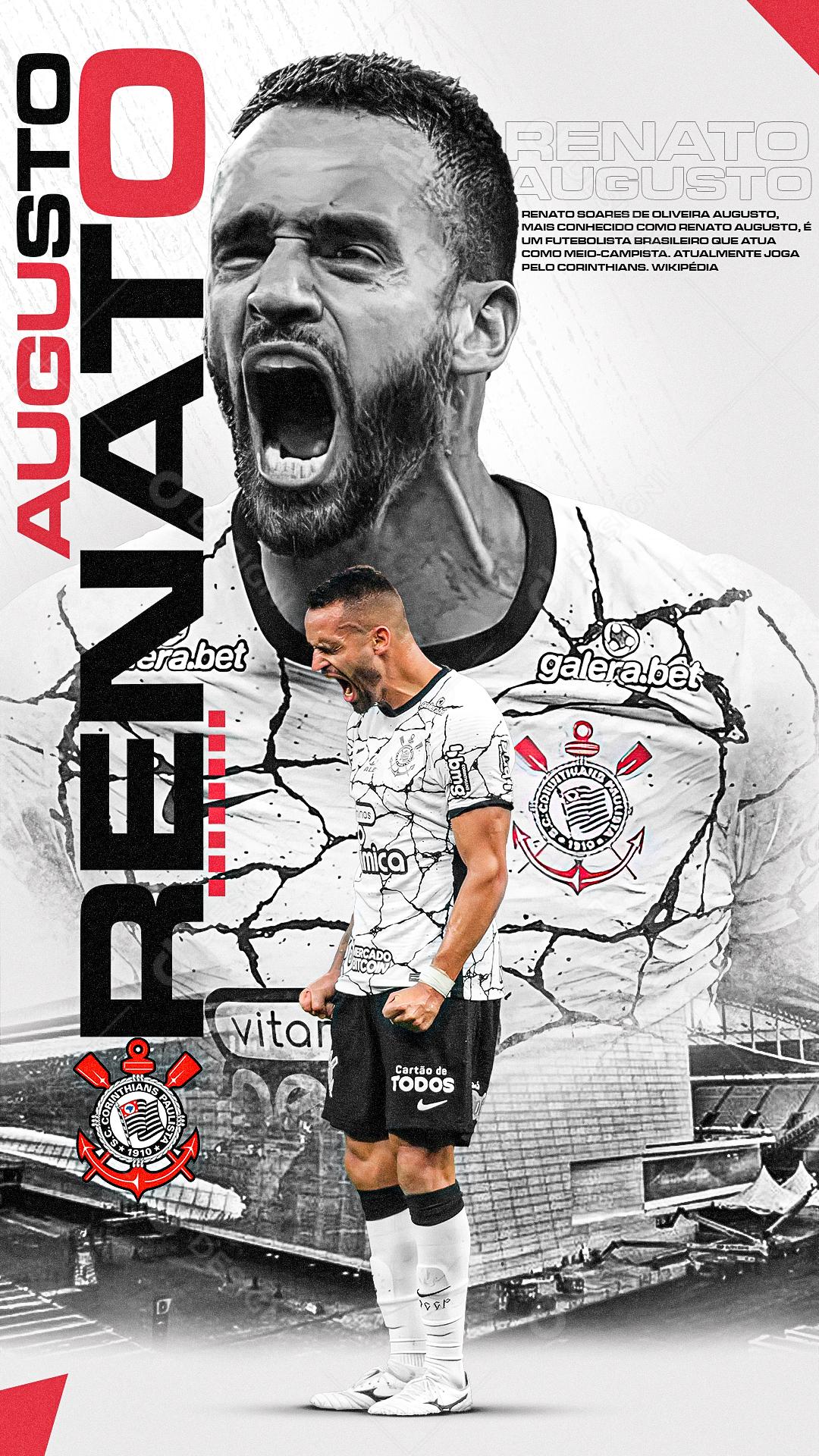 Flyer Story Jogador de Futebol Renato Augusto Social Media PSD Editável