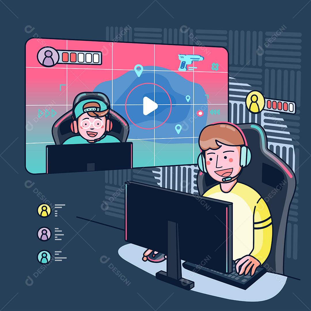 Bloggers play live games on their channels to a worldwide audience. Gaming bloggers are very popular with gamers. flat vector illustration design