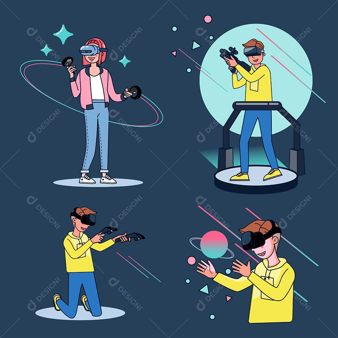 Os blogueiros jogam jogos ao vivo em seus canais em uma audiência mundial. Os blogueiros de jogos são muito populares entre os jogadores. design de ilustração vetorial plana