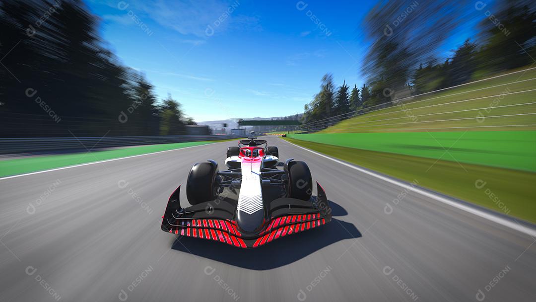 Panorâmica de carros de corrida na pista