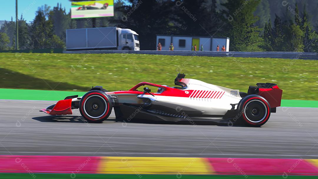 Carro de corrida formula1 correndo alta velocidade