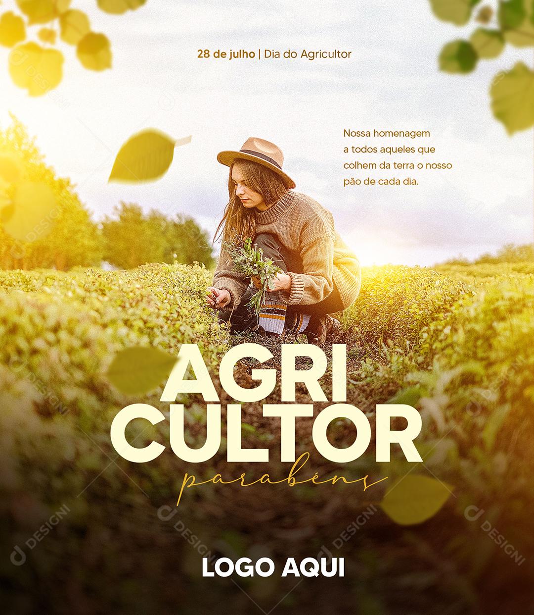 Social Media Nossa Homenagem a todos aqueles que Colhem Dia do Agricultor PSD Editável