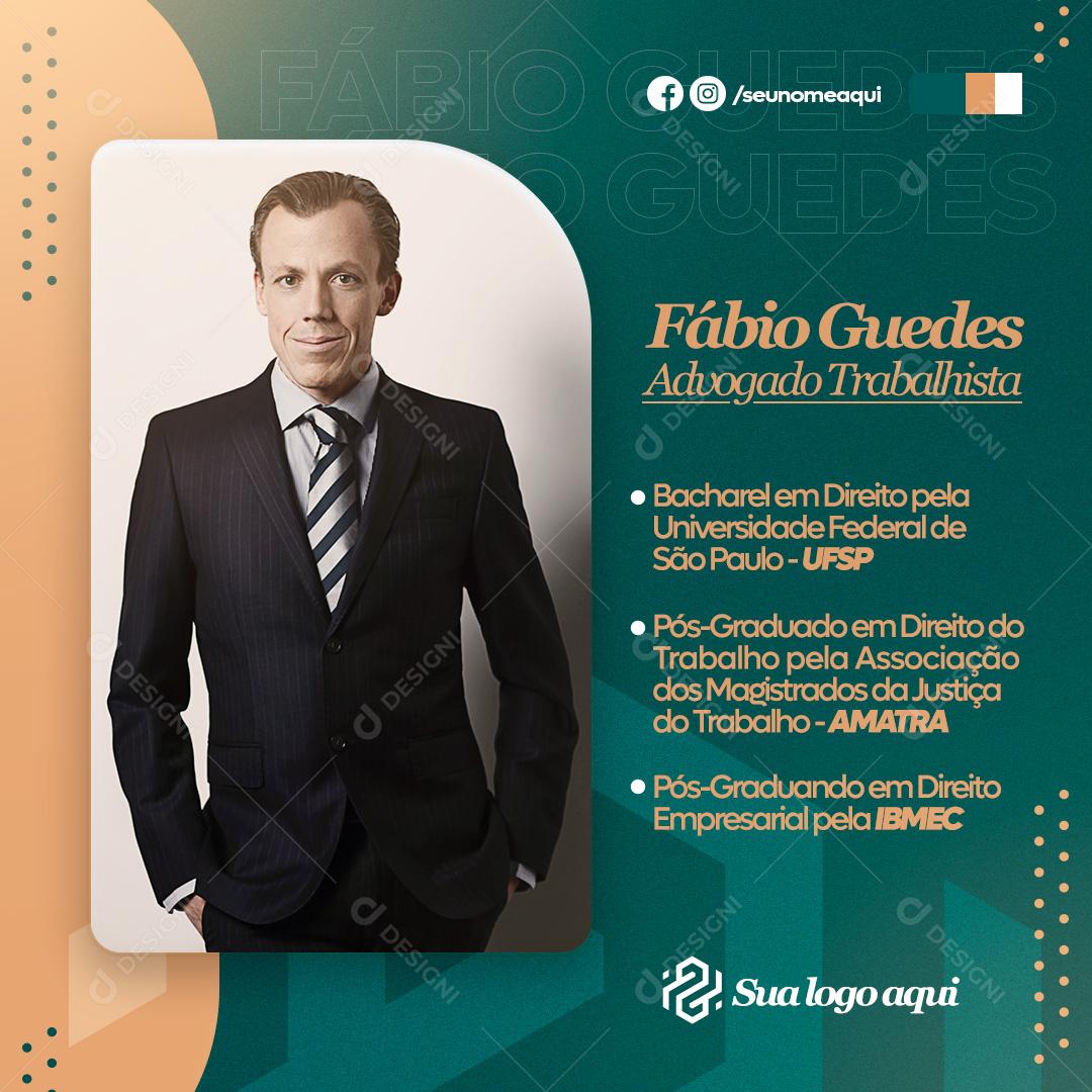 Social Media Template Advocacia Advogado Trabalista PSD Editável