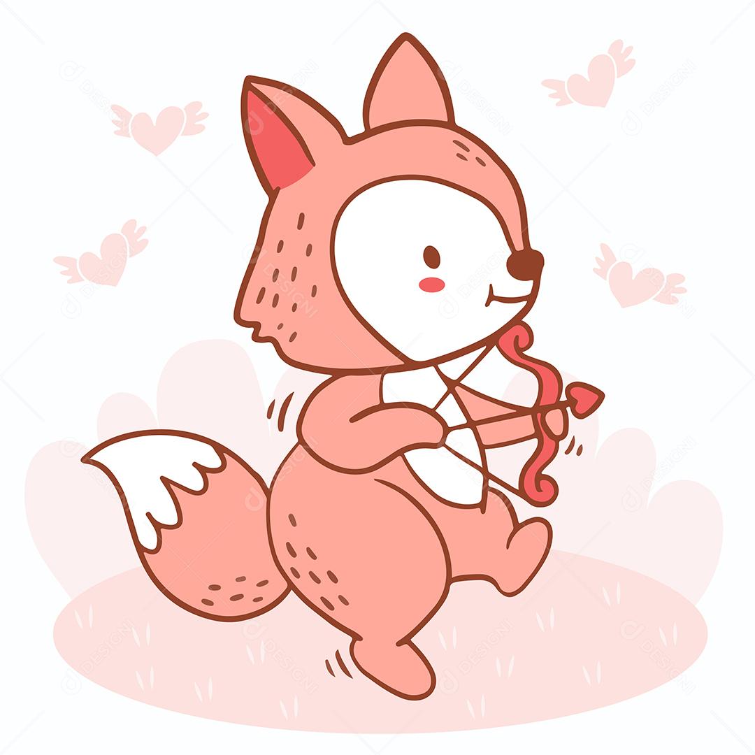 Raposa de desenho animado conceito do dia dos namorados