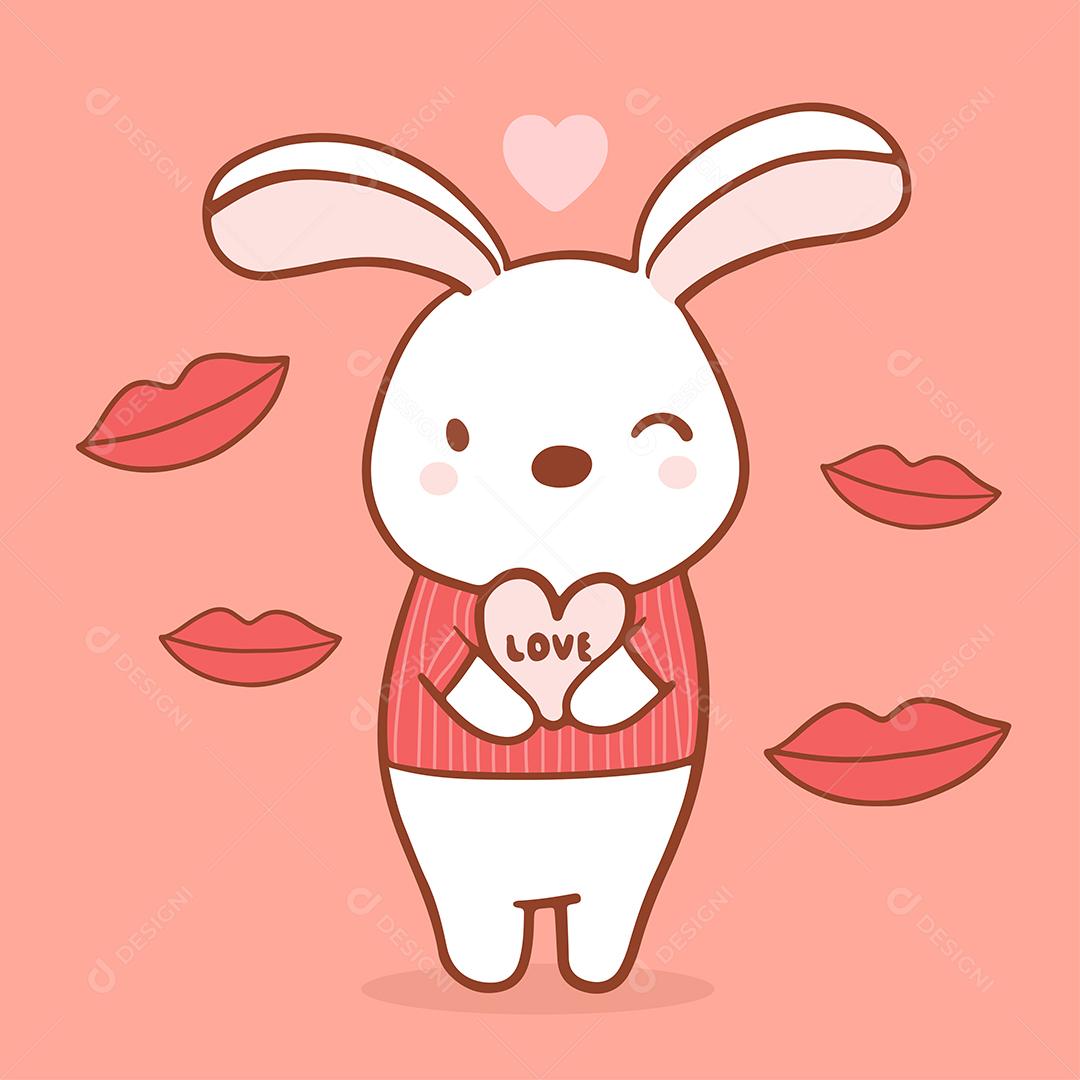 Coelho de desenho animado conceito do dia dos namorados