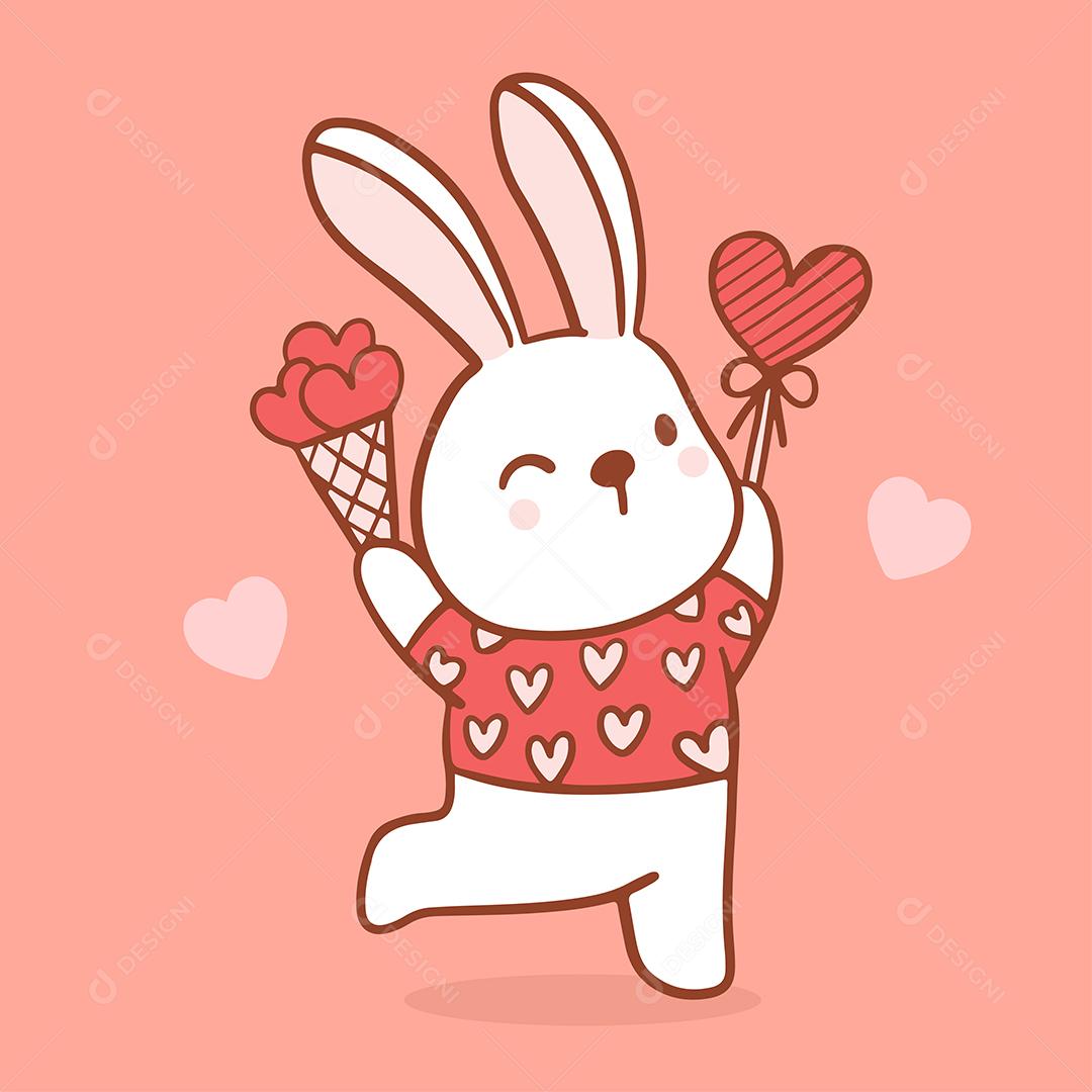 Coelho de desenho animado conceito do dia dos namorados