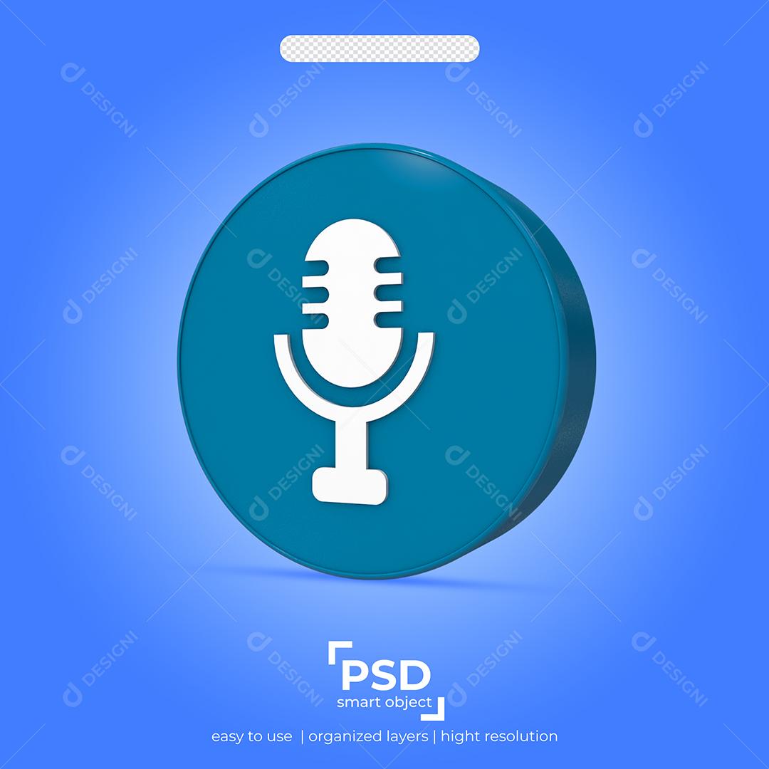 Ícone 3D Microfone Para Composição PSD