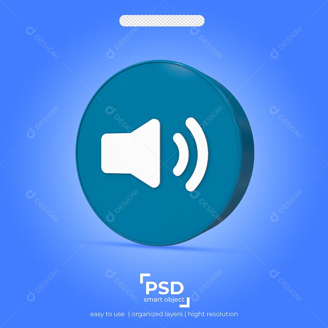 Ícone 3D Som de Alta Falante Elemento para Composição PSD