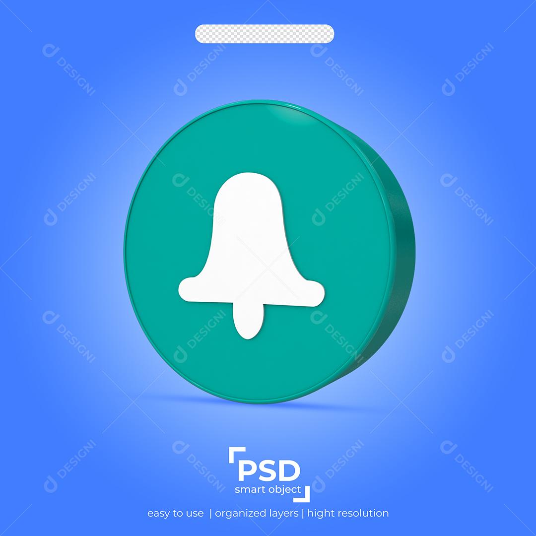 Ícone 3D Sino Elemento para Composição PSD