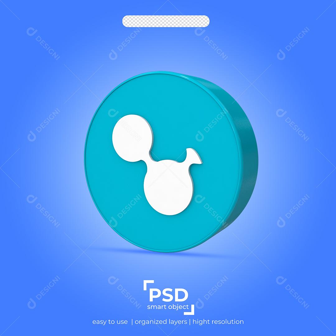 Ícone 3D Linhas de Ponto Atômica Conectadas Elemento para Composição PSD