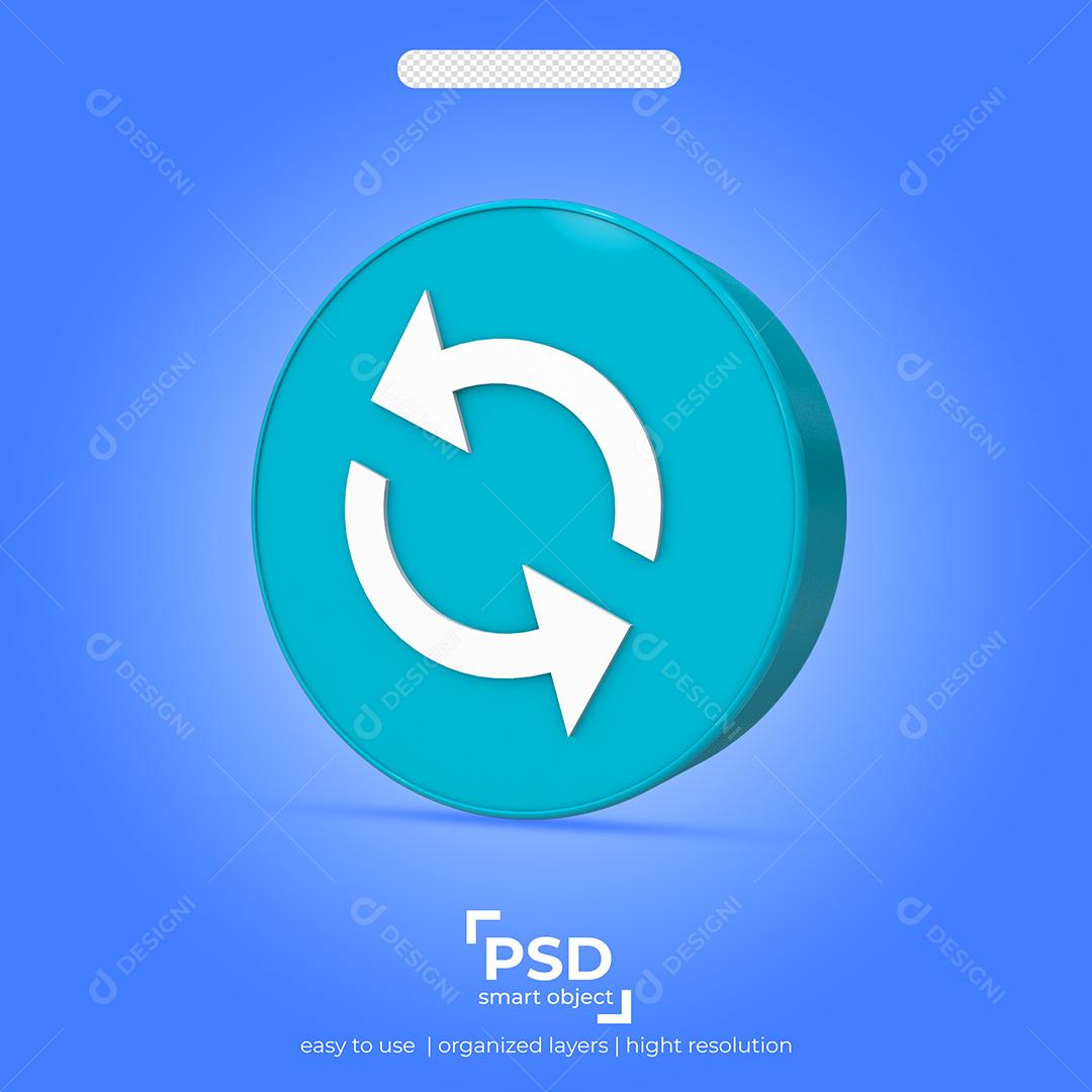 Ícone 3D Recarregar Elemento para Composição PSD