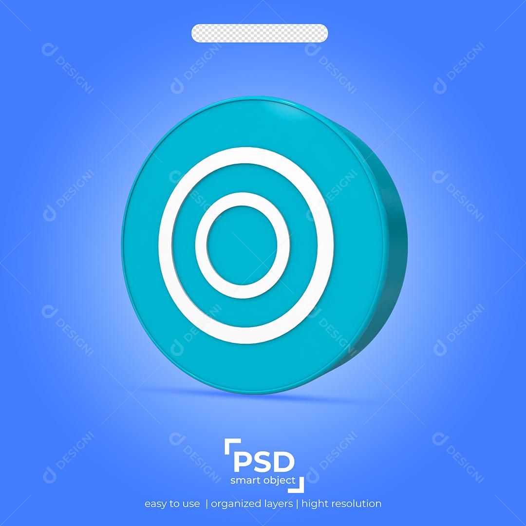 Ícone 3D Círculo Azul Elemento para Composição PSD