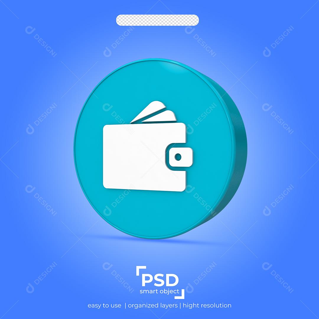 Ícone 3D Carteira Elemento para Composição PSD