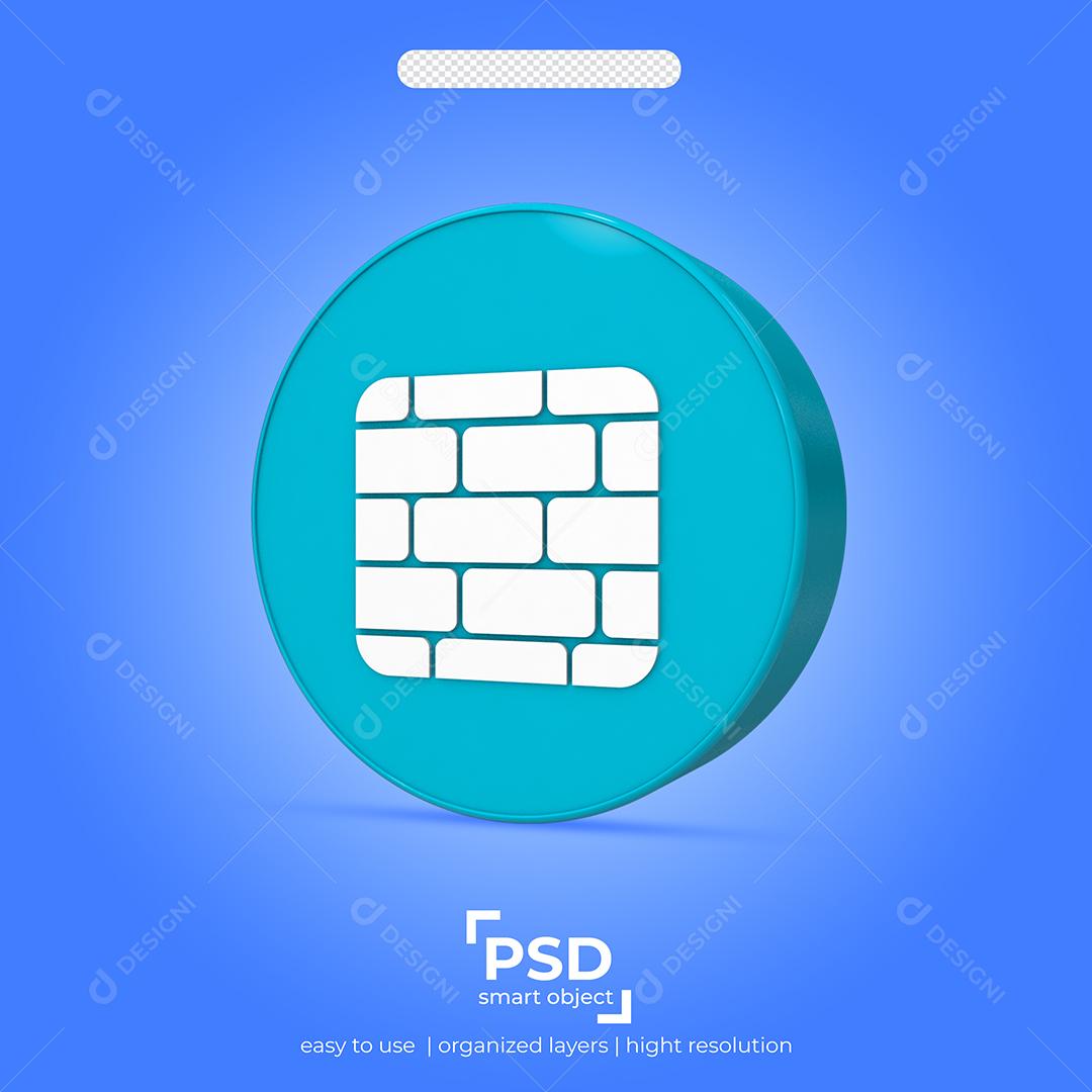 Ícone 3D Tijolo Elemento para Composição PSD