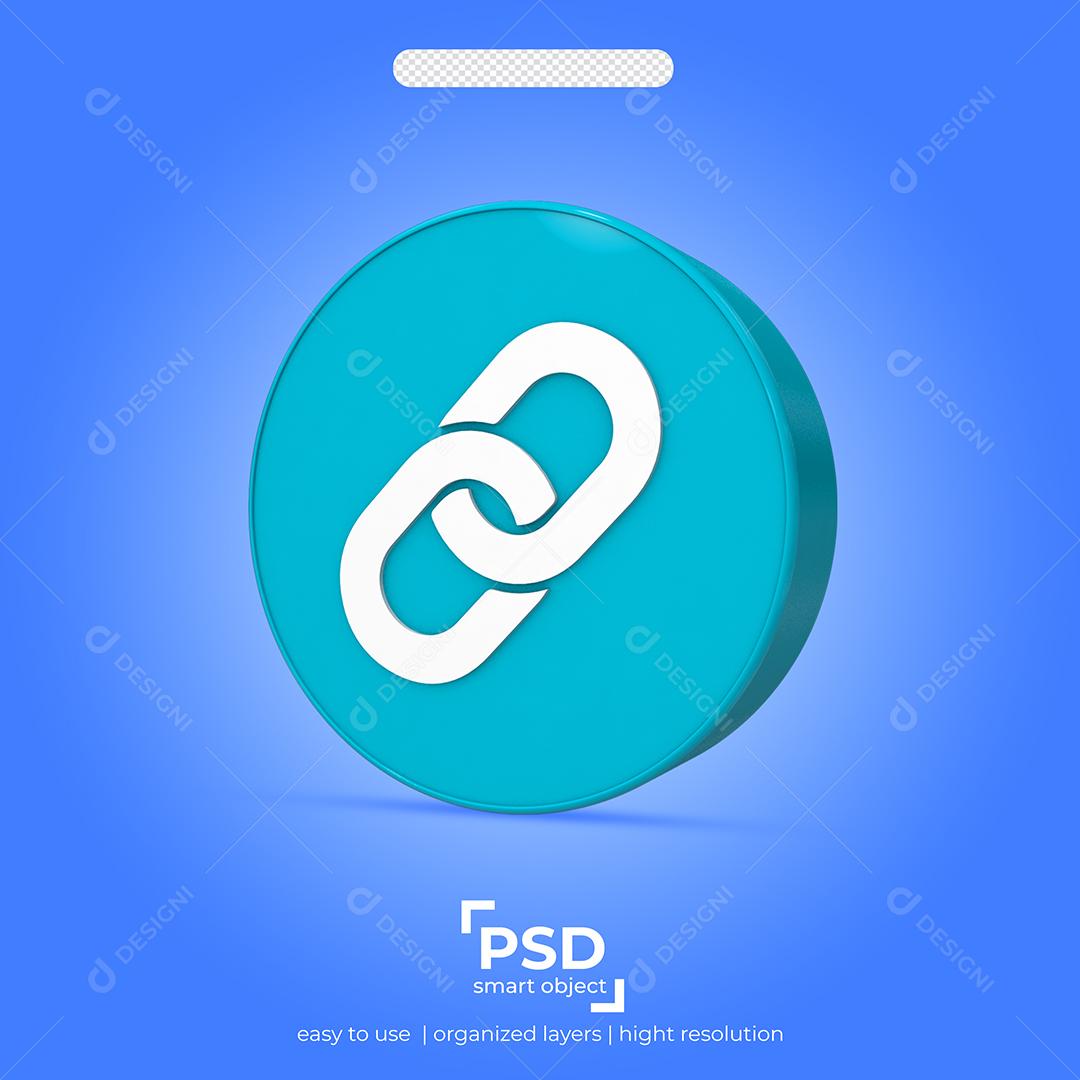 Ícone 3D Compartilhar Link Elemento para Composição PSD