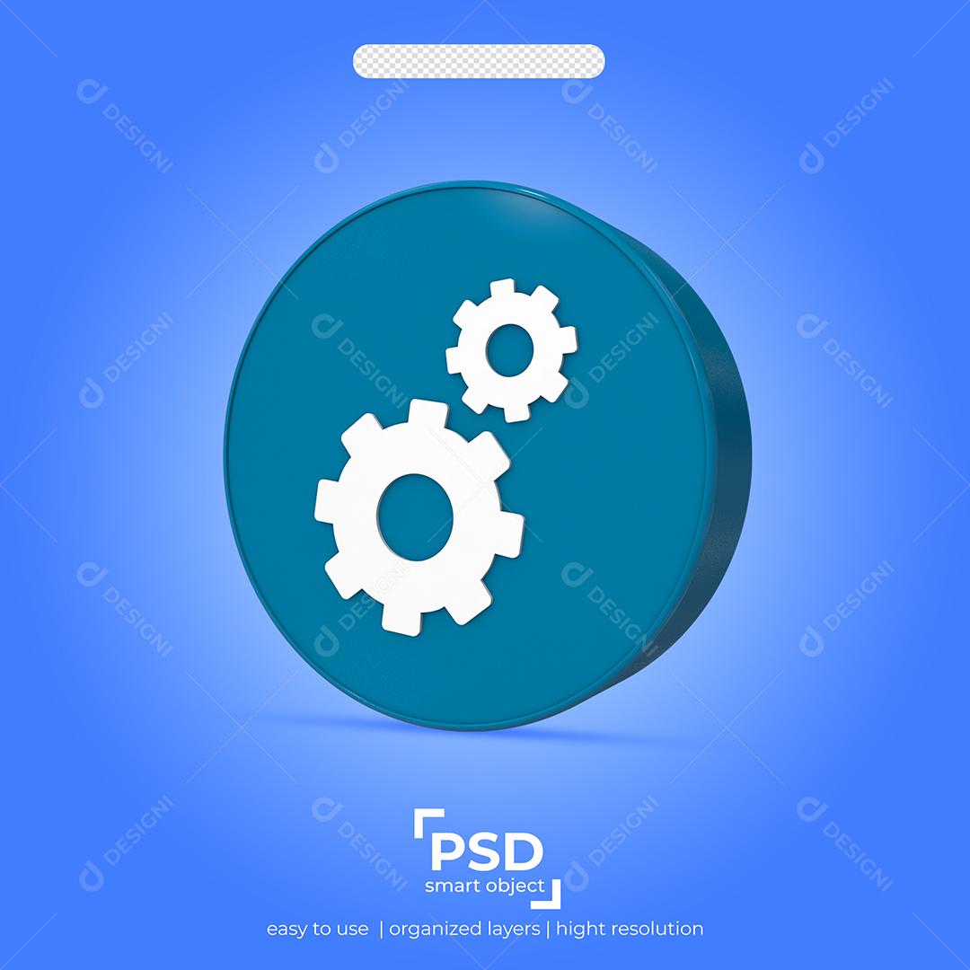 Ícone 3D Configuração Elemento para Composição PSD