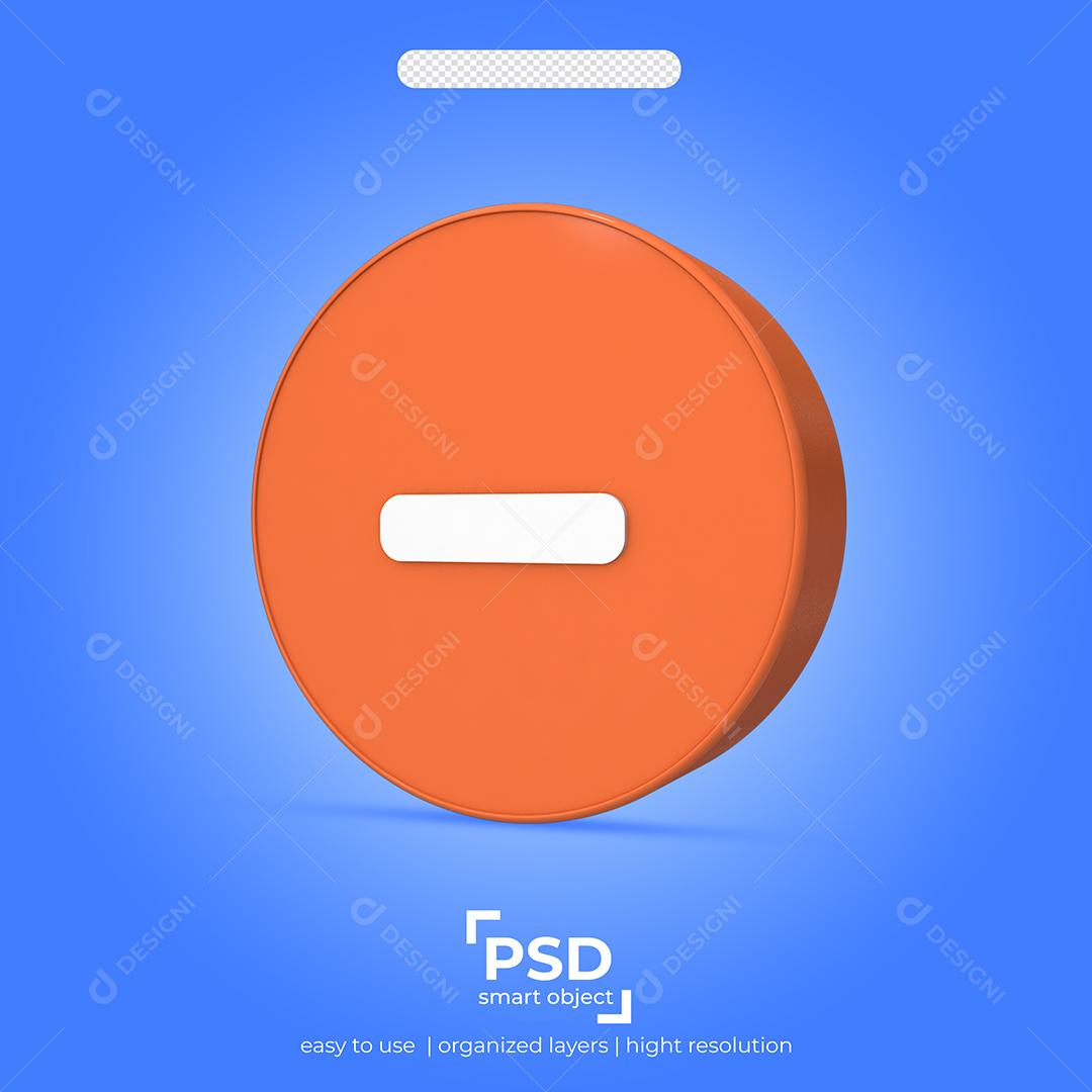 Elemento 3D Menos para Composição PSD