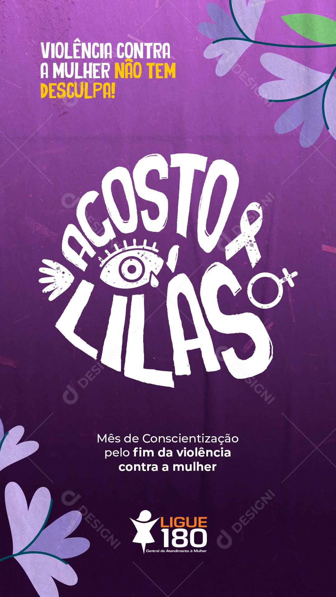 Social Media Story Agosto Lilàs Violência Contra a Mulher PSD Editável