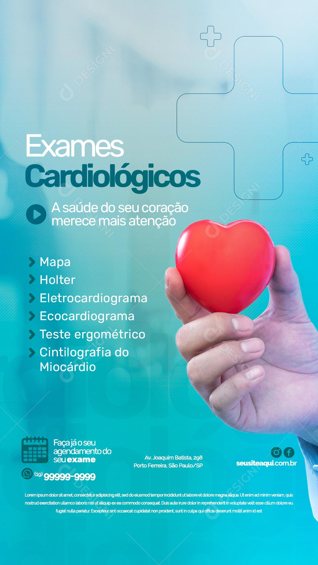 Story Exames Cardiológicos Clínica Social Media PSD Editável
