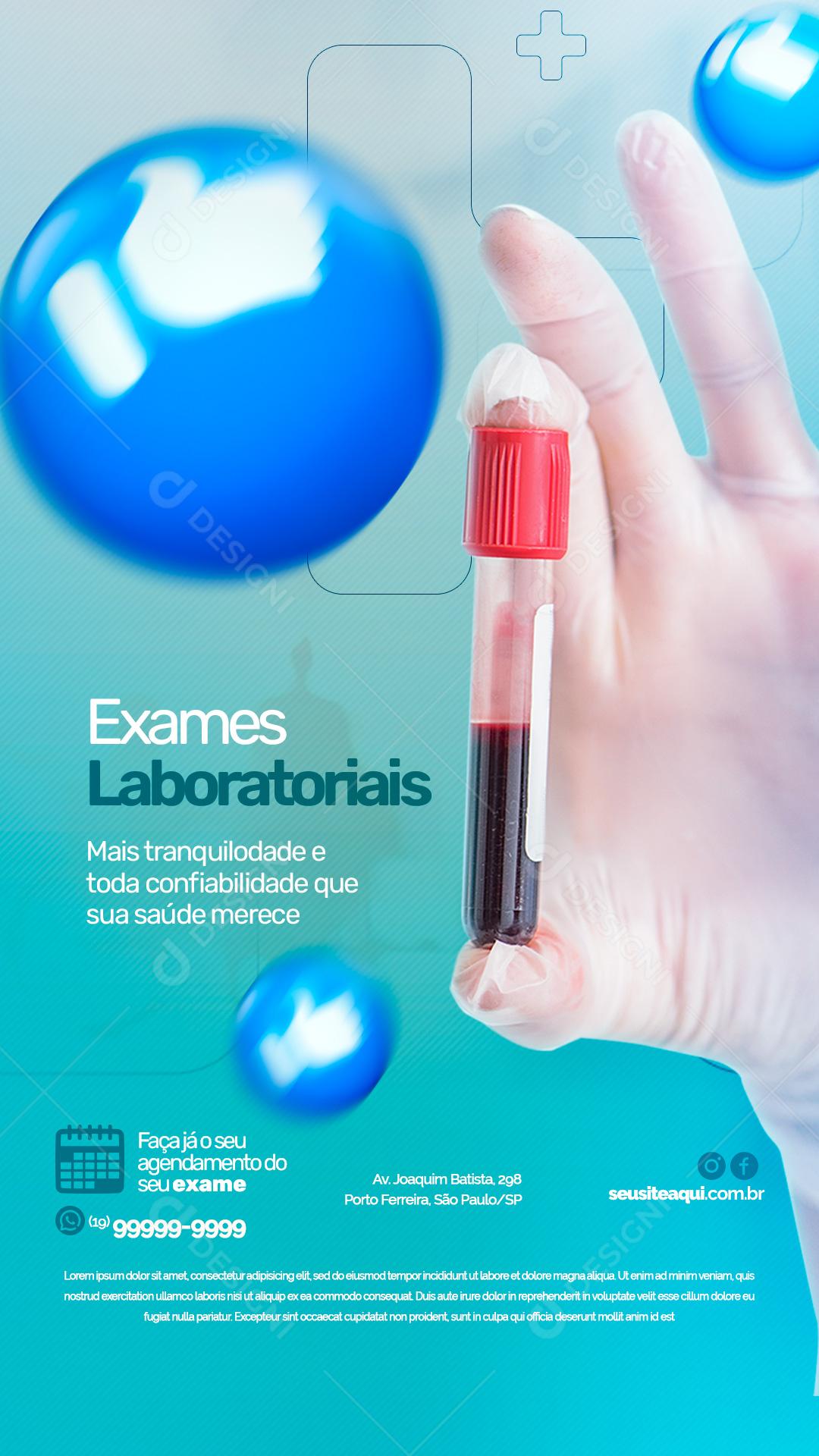 Story Exames Laboratoriais Clínica Social Media PSD Editável