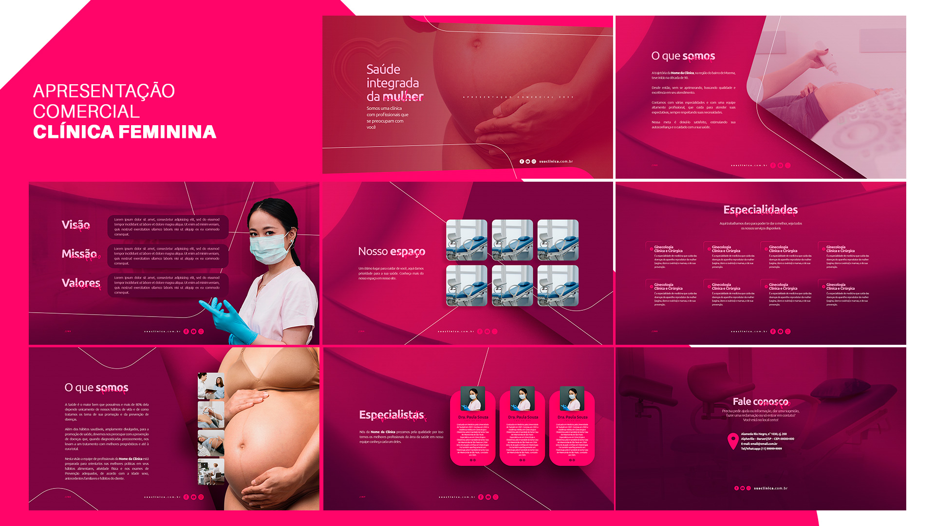 Apresentação Comercial Clínica Feminina PSD Editável