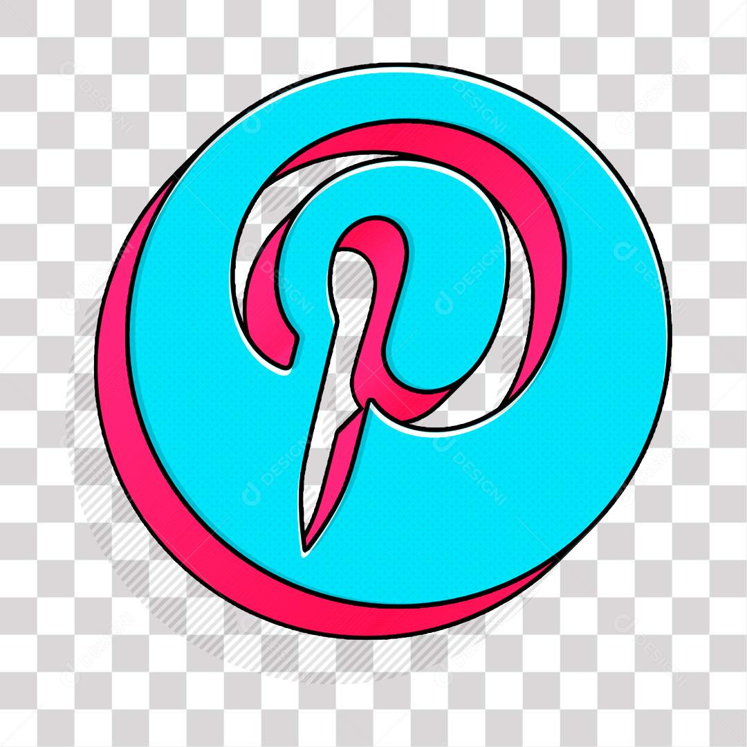 Ícone 3D do Pinterest Efeito Cartum PNG Transparente Logo