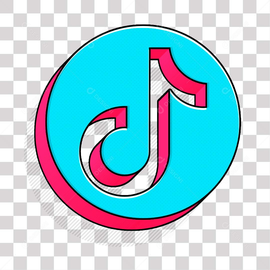 Ícone 3D do Tiktok Efeito Cartum PNG Transparente Logo