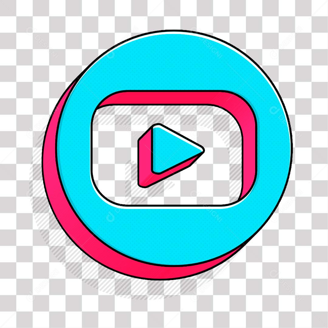 Ícone 3D do YouTube Efeito Cartum PNG Transparente Logo
