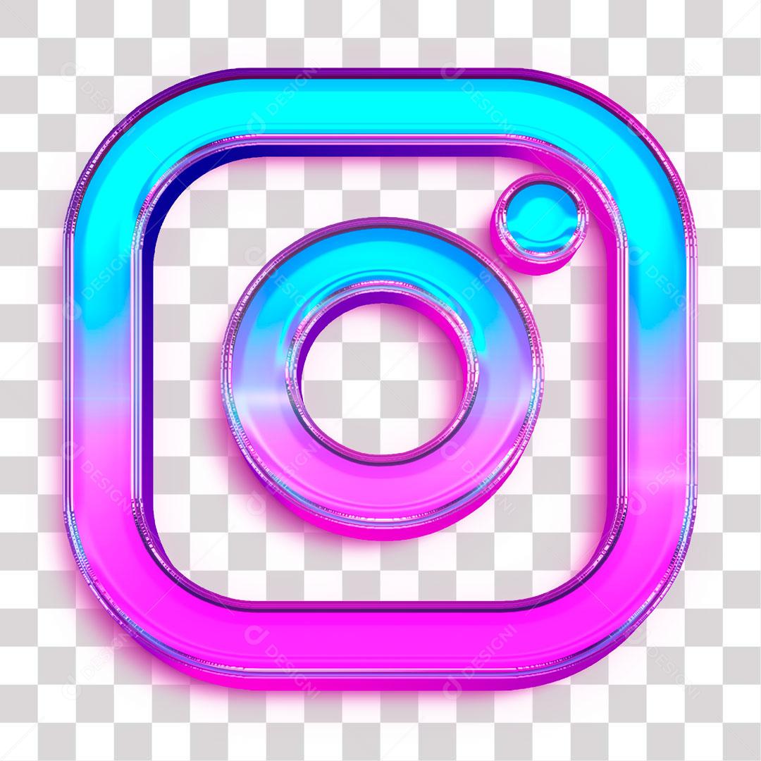 Ícone 3D do Instagram Efeito Neon PNG Transparente Logo