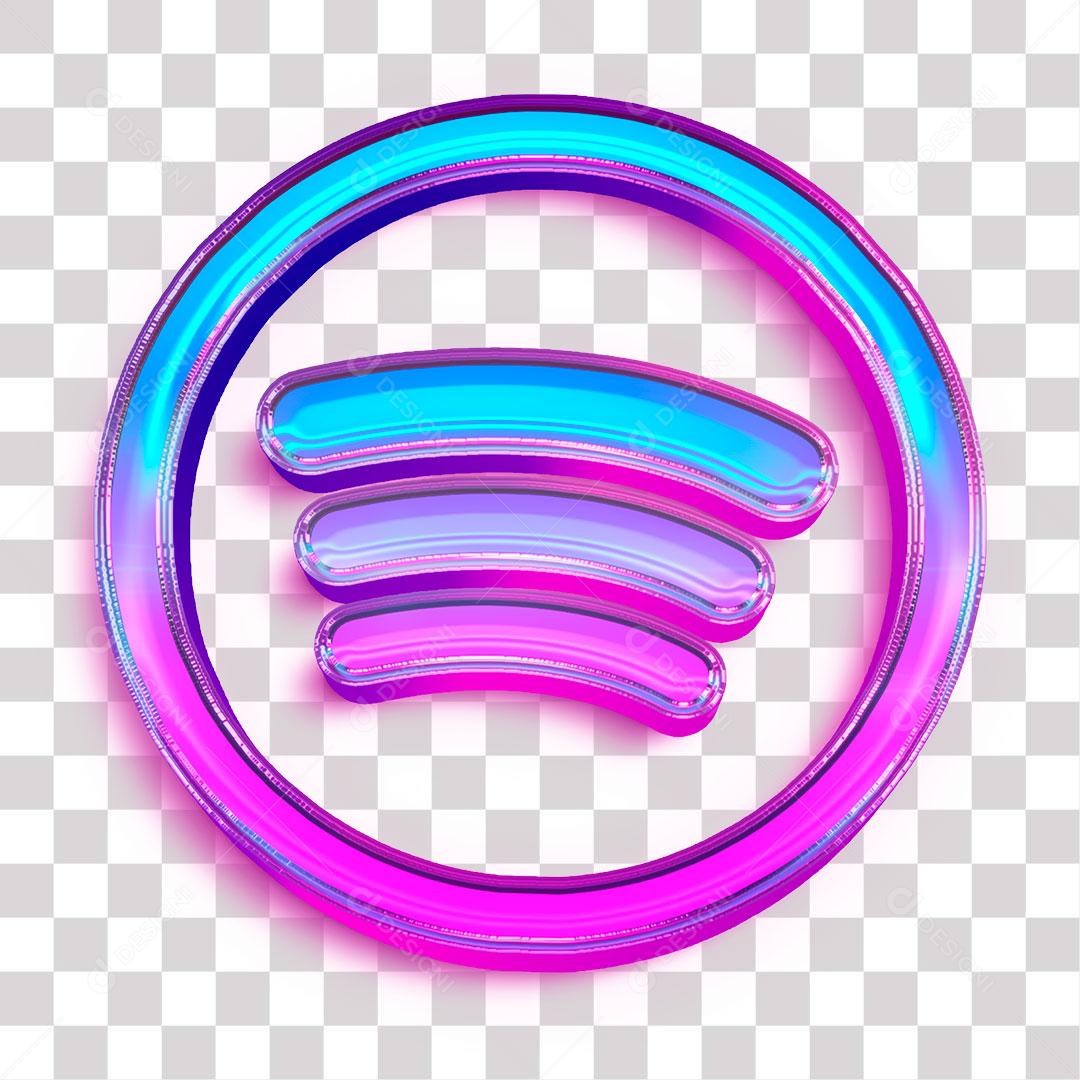 Ícone 3D do Spotify Efeito Neon PNG Transparente Logo