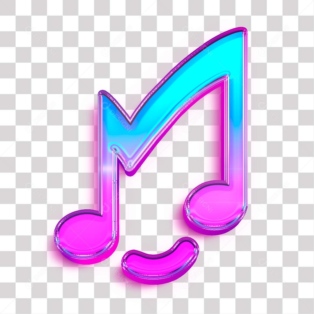 Ícone 3D do Sua Música Efeito Neon PNG Transparente Logo